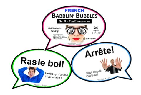 FRENCH BABBLIN' BUBBLES - Set 3 FUN EXPRESSIONS